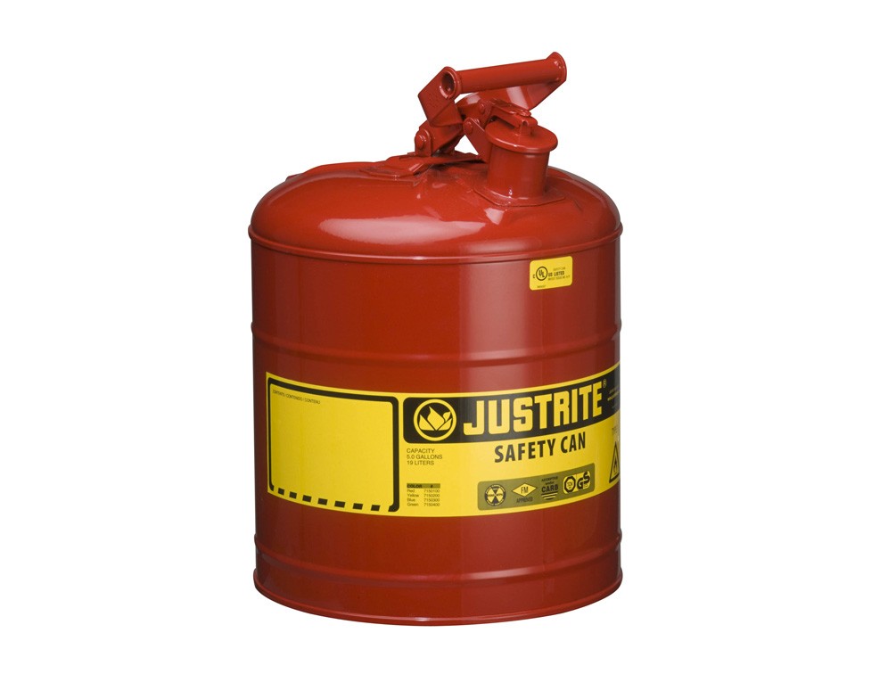 Justrite Type1 Steel Safety Can, 5 Gallon.