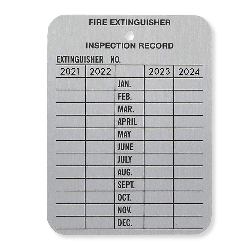 Metal Fire Extingusher Tag Aluminium 4 Years MFETA-4