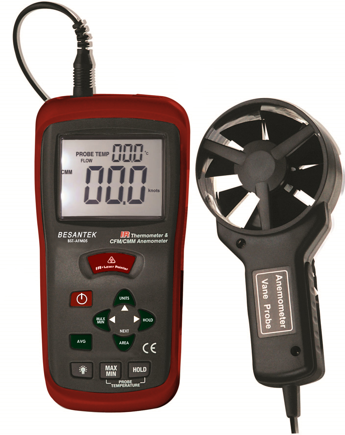 Besantek IR Thermometer & CFM/CMM Vane Anemometer BST-AFM05